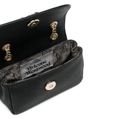 Shop Vivienne Westwood Plain Logo Shoulder Bag In Black