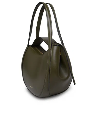 Shop Wandler 'lin' Green Calf Leather Bag