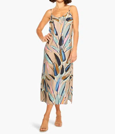 Shop Nic + Zoe Banana Leaves Slip Dress In Aqua Multi