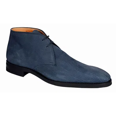 Shop Bally Skiligny 6237888 Men's Midnight Blue Grained Calf Leather Desert Boots