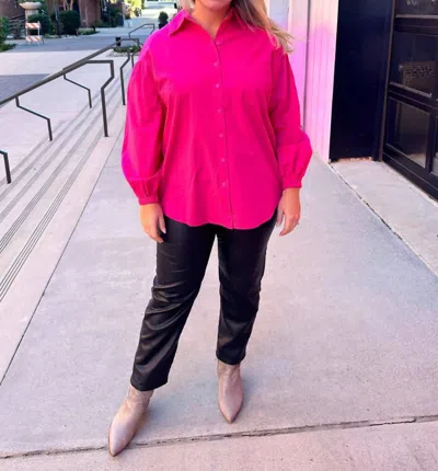 Shop Lucy Paris Sjp Button Down Shirt In Fuchsia In Pink