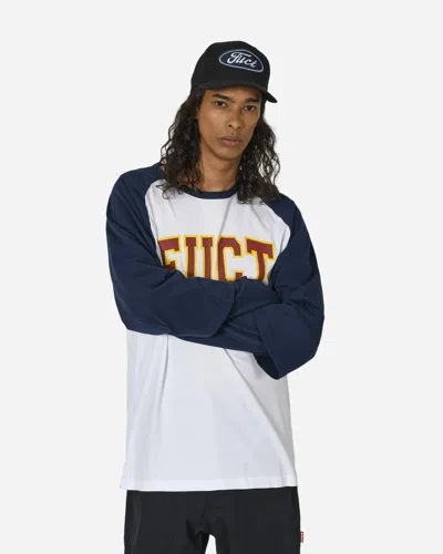 Shop Fuct Double Sleeve Baseball T-shirt Patriot Blue / Optic White In Multicolor