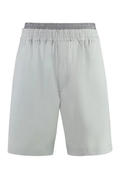 Shop Bottega Veneta Cotton Bermuda Shorts In Grey