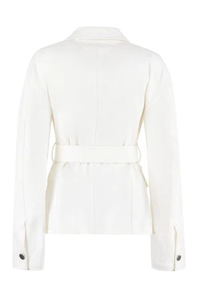 Shop Bottega Veneta Linen Jacket In White