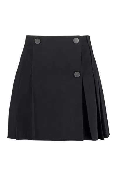 Shop Bottega Veneta Pleated Mini Skirt In Black