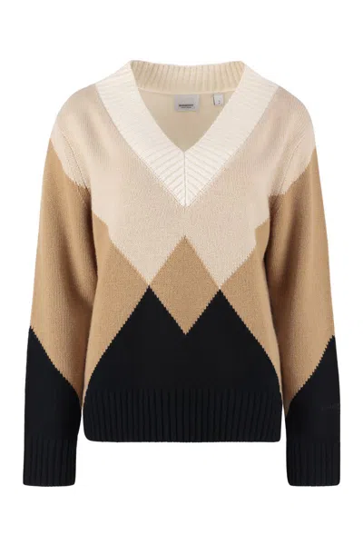 Shop Burberry Cashmere Sweater In Multicolor