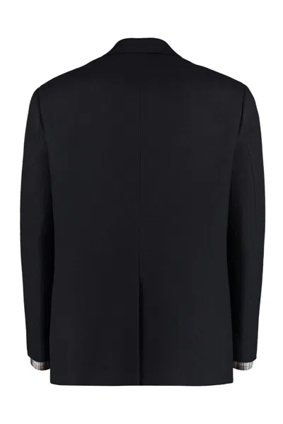 Shop Burberry Single-breasted Virgin Wool Jacket In Black
