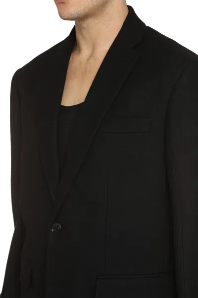 Shop Burberry Single-breasted Virgin Wool Jacket In Black