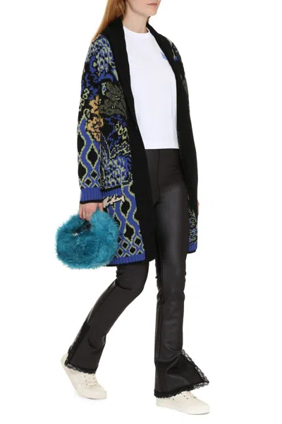 Shop Etro Jacquard Knit Coat In Multicolor