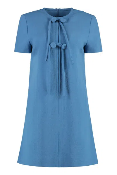 Shop Etro Virgin Wool Dress In Blue