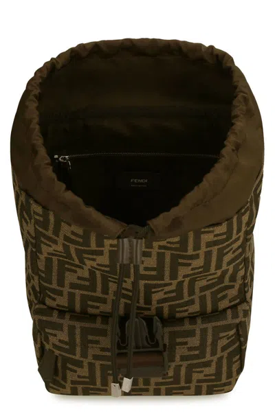 Shop Fendi Ness Fabric Backpack In Brown