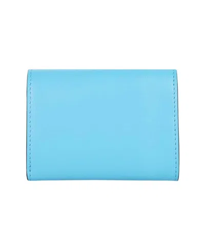 Shop Fendi Leather Tri-fold Wallet In Blue