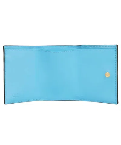 Shop Fendi Leather Tri-fold Wallet In Blue