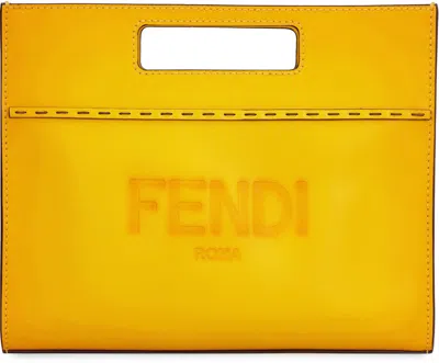 Shop Fendi Mini Leather Tote In Yellow