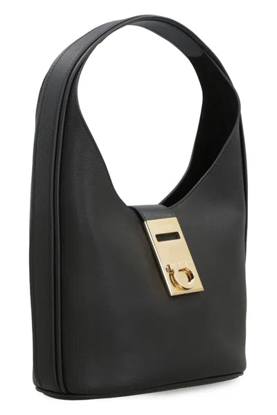 Shop Ferragamo Leather Hobo-bag In Black