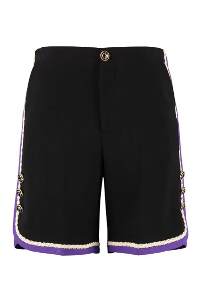 Shop Gucci Contrasting Side Stripe Shorts In Black