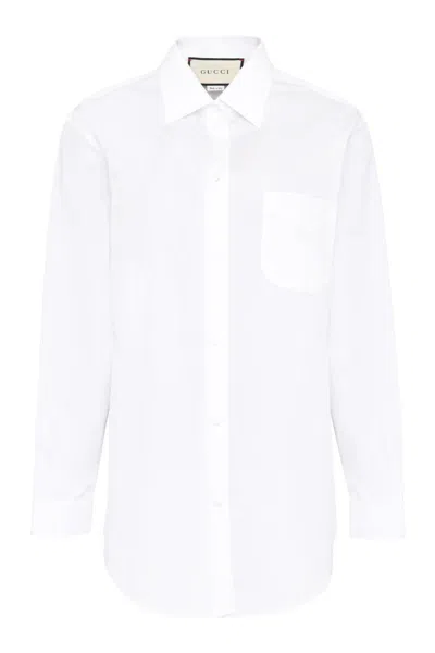 Shop Gucci Cotton Oversize Shirt In White