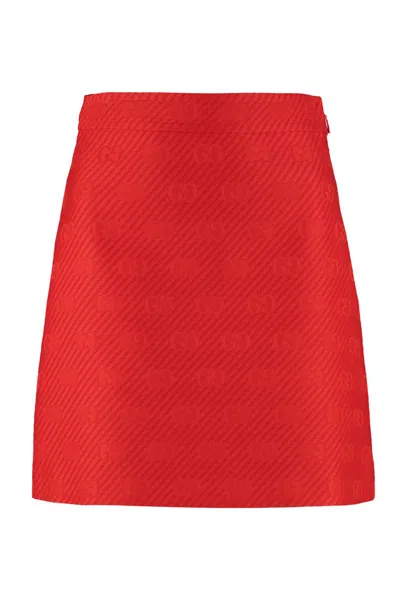 Shop Gucci Jacquard Mini Skirt In Red
