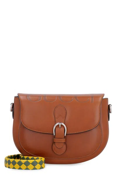 Shop Gucci Leather Crossbody Bag In Brown