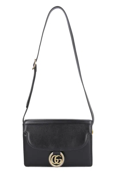 Shop Gucci Leather Shoulder Bag In Black