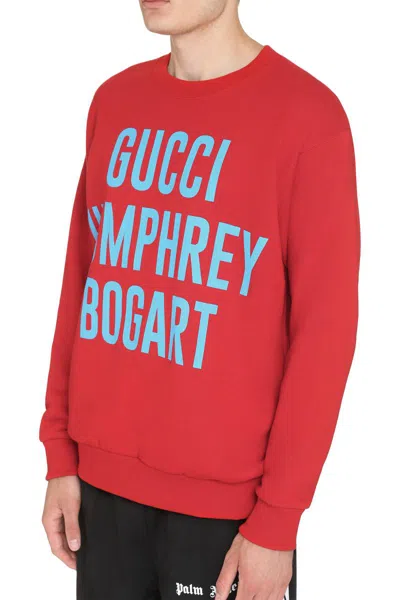 Shop Gucci Printed Cotton Sweatshirt In Red