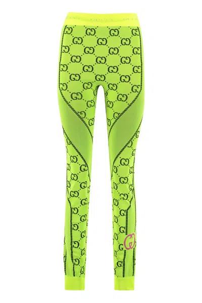 Shop Gucci Technical Jersey Leggings In Yellow