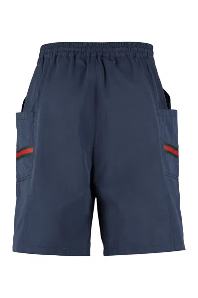 Shop Gucci Techno Fabric Bermuda-shorts In Blue