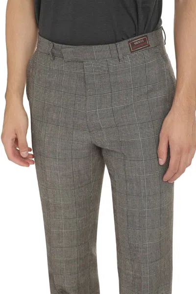 Shop Gucci Wool Blend Tailored Trousers In Grey
