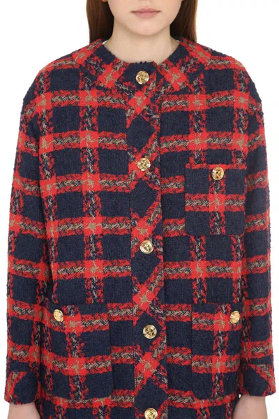 Shop Gucci Wool Blend Tweed Jacket In Multicolor