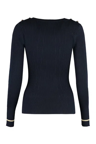 Max Mara Studio Banfy Virgin Wool Sweater In Blue