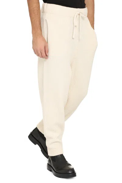 Shop Moncler 2  1952 - Rib Knitted Trousers In Ivory