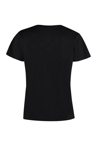 Shop Pinko Embellished Cotton T-shirt In Black