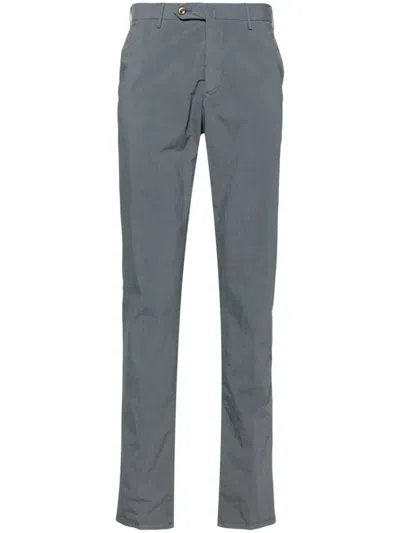 Shop Pt01 Double Dye Stretch Light Poplin Slim Flat Front Pants Clothing In Grey