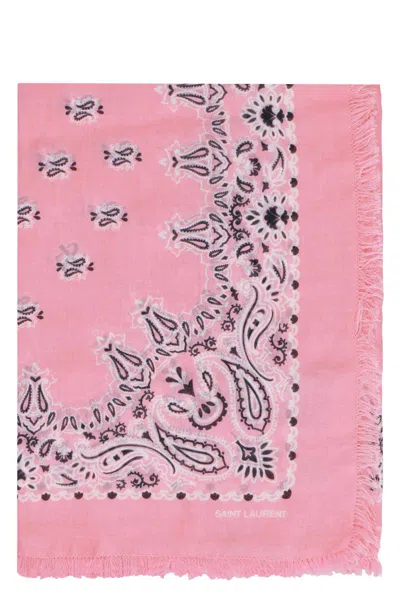 Shop Saint Laurent Printed Scarf In Pink