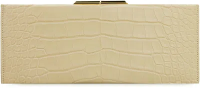 Shop Saint Laurent Midnight Leather Clutch In Ivory