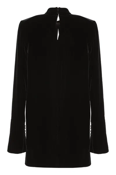 Shop Saint Laurent Velvet Mini-dress In Black