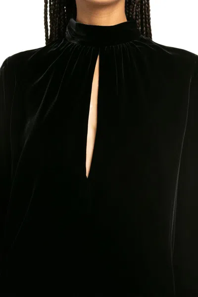 Shop Saint Laurent Velvet Mini-dress In Black