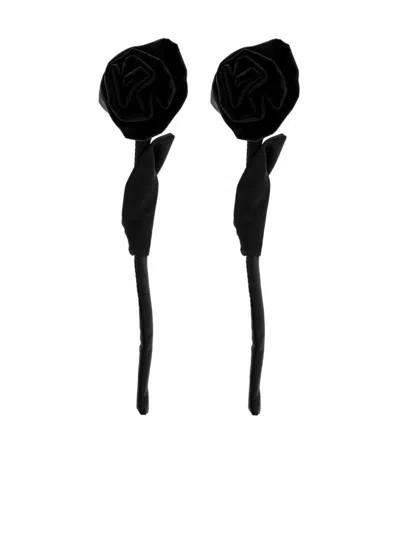 Shop Simone Rocha Rose Earring Accessories In Black