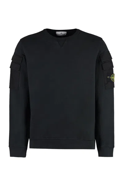 Shop Stone Island Cotton Crew-neck Sweatshirt In Black