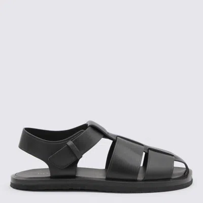 Shop The Row Black Leather Fisherman Sandals