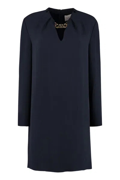 Shop Valentino Silk Dress In Blue