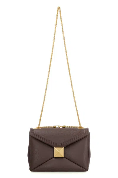 Shop Valentino Garavani - One Stud Leather Crossbody Bag In Brown