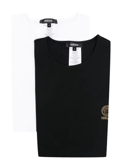 Shop Versace Set Of 2 Medusa T-shirts In White