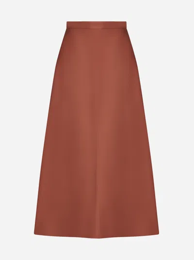 Shop Blanca Vita Gengy Cotton Midi Skirt In Tan