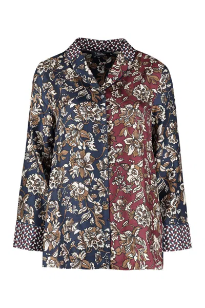 Shop 's Max Mara Mogol Printed Silk Pajama Blouse In Multicolor