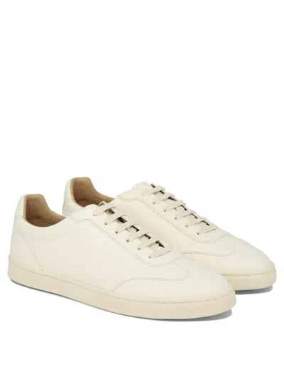 Shop Brunello Cucinelli Deerskin Sneakers In White
