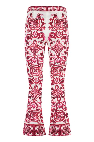 Shop Dolce & Gabbana Printed Silk Pants In Fuchsia