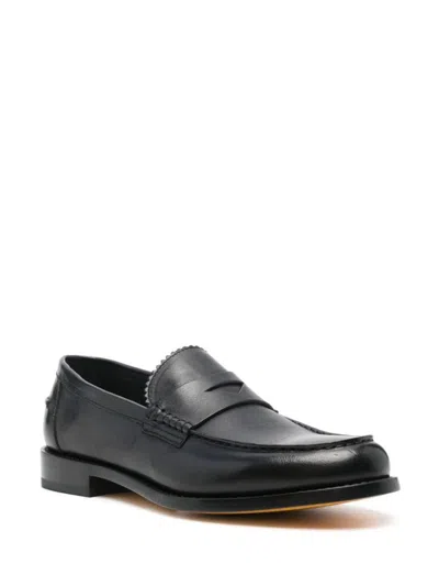 Shop Doucal's Penny Loafer Shoes In Blue