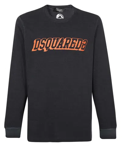 Shop Dsquared2 Long Sleeve Cotton T-shirt In Grey