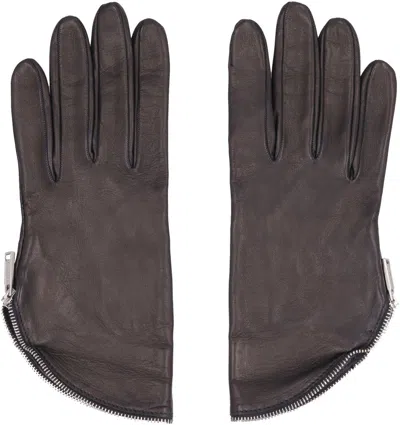 Shop Dsquared2 Nappa Leather Gloves With Decorative Zip In Black